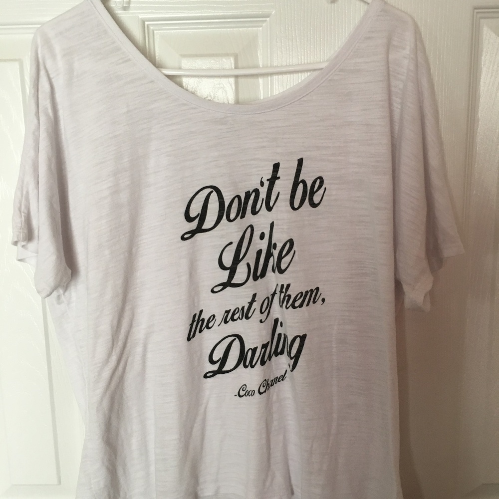 Coco Chanel tee with wide neck/ off shoulder